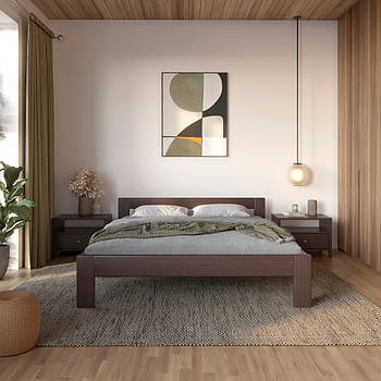 Двоспальне дерев'яне ліжко Mebigrand Делі Венге 160х200 см (MBG-3813)