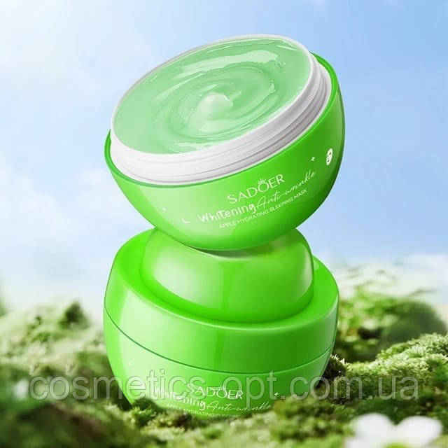 Зволожуюча, освітлююча, підтягуюча нічна маска для обличчя SADOER Whitening APPLE, 120 g, фото 1