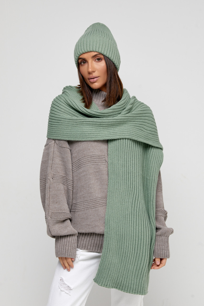 Комплект шапка та шарф 251 фісташка, фото 1