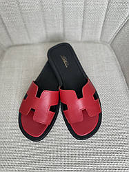 Червоні шльопанці шкіряні жіночі 37 розмір комфортна модель