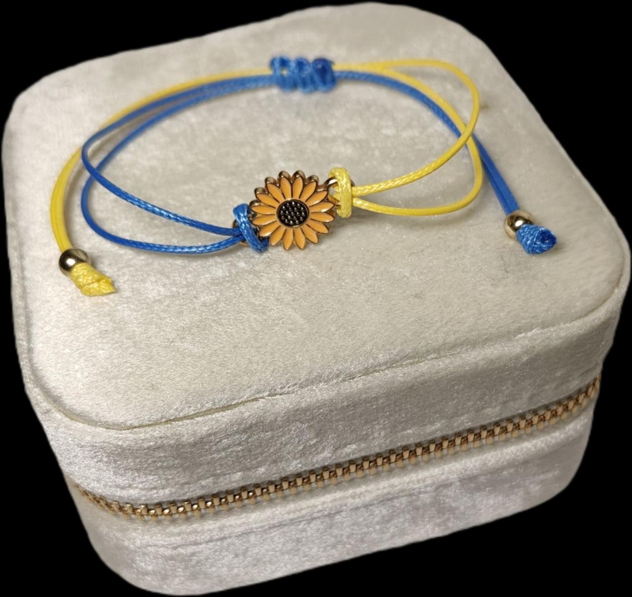 Браслет із соняшником Україна жовто-синій, фото 1