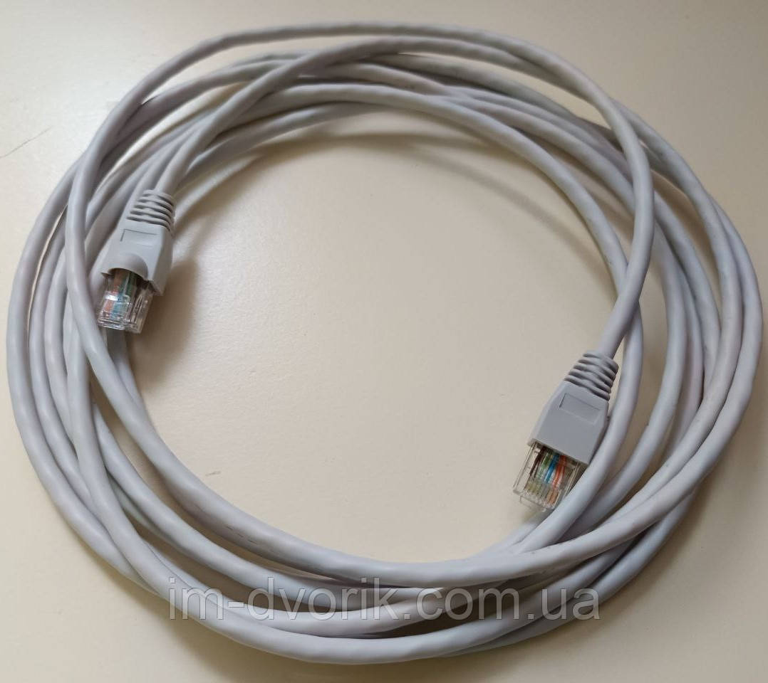 Патч-корд RJ45 4м U/UTP CAT5e Сірий (Мережевий Кабель LAN), фото 1