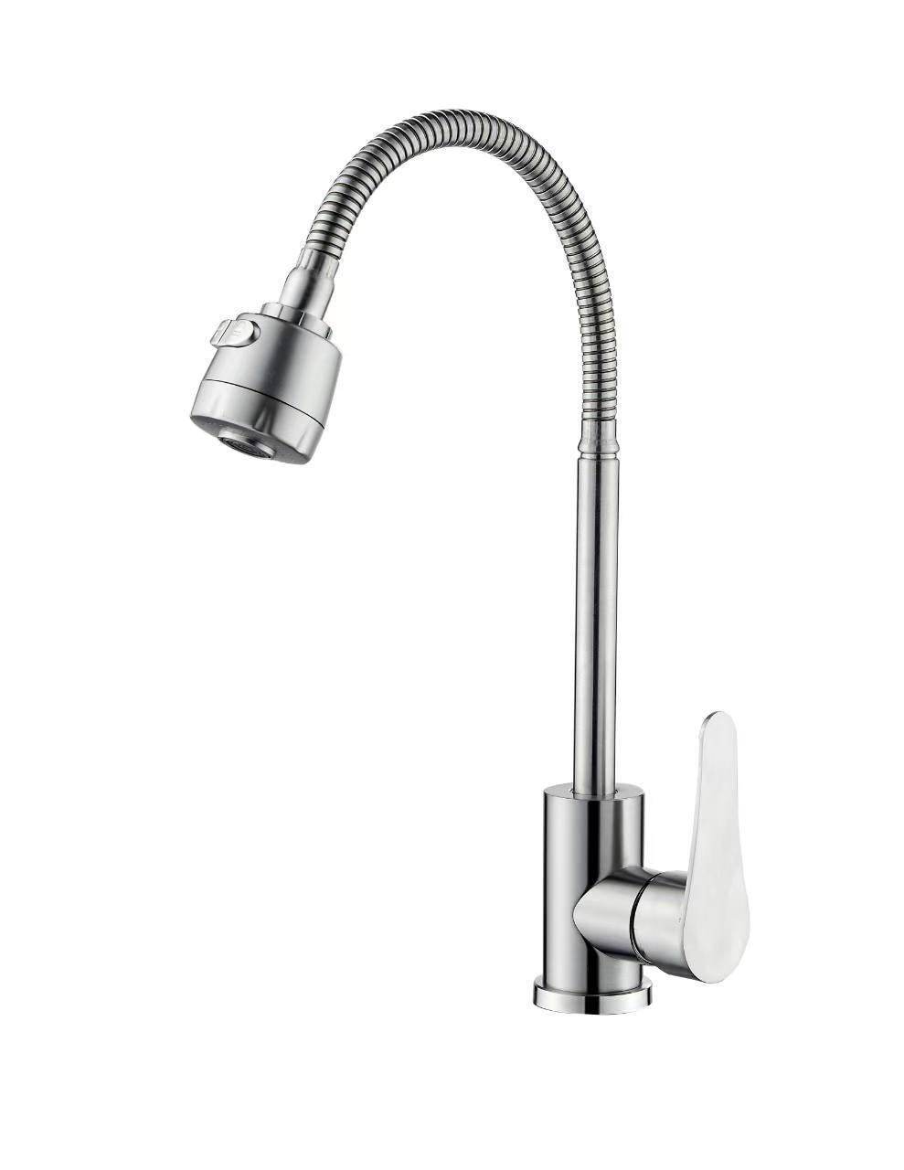 Змішувач для кухні WEZER EKO4D-17 з рефлекторним виливом, нержавіюча сталь, Ø35, сатин, фото 1