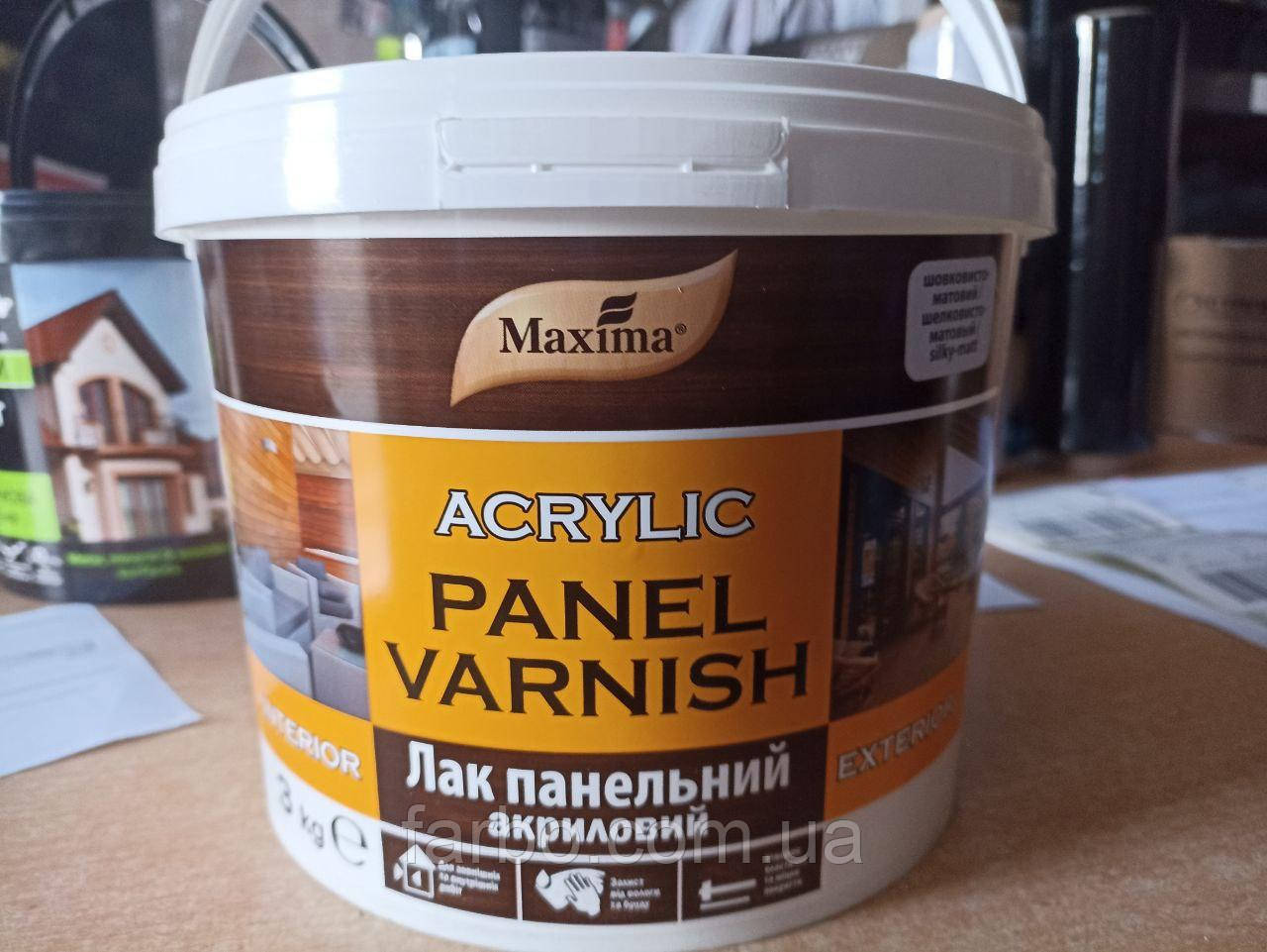 Лак панельний акриловий Maxima шовковисто-матовий 3л декоративний для внутрішніх робіт