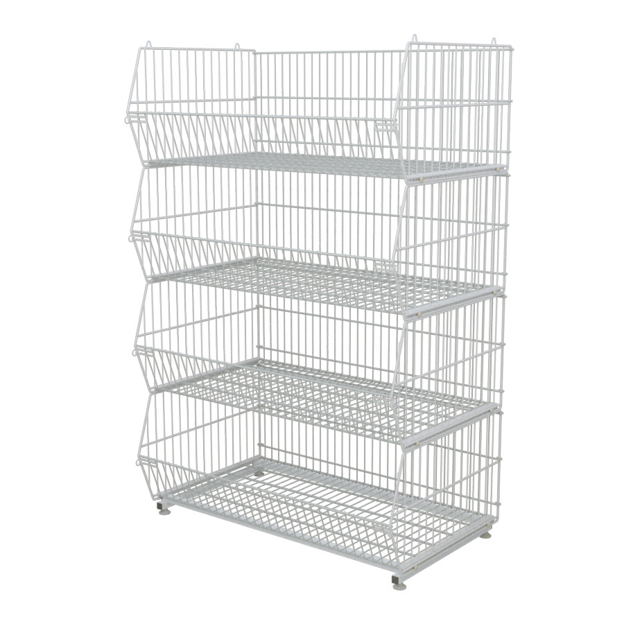 Стелаж овочевий розбірний сітчастий 4 кошики, білий