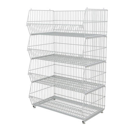 Стелаж овочевий розбірний сітчастий 4 кошики, білий, фото 1