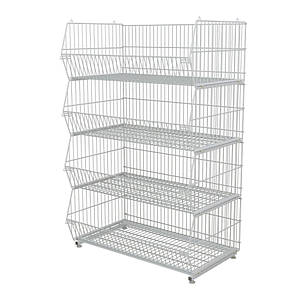 Стелаж овочевий розбірний сітчастий 4 кошики, білий