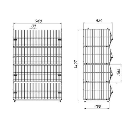 Стелаж овочевий розбірний сітчастий 4 кошики, білий, фото 2