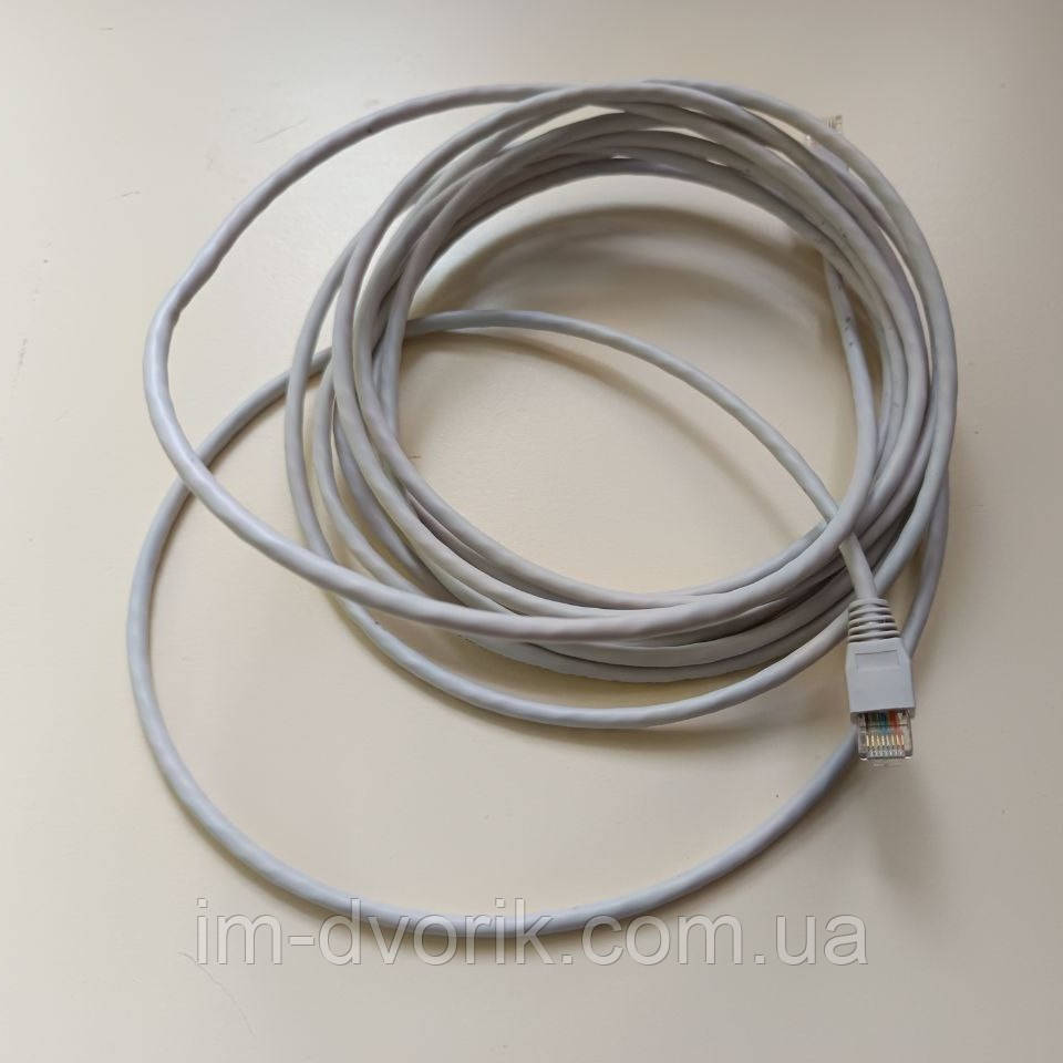 Патч-корд RJ45 5м U/UTP CAT5e Сірий (Мережевий Кабель LAN), фото 1