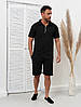Комплект футболка та шорти з вафельного полотна чорний, фото 3