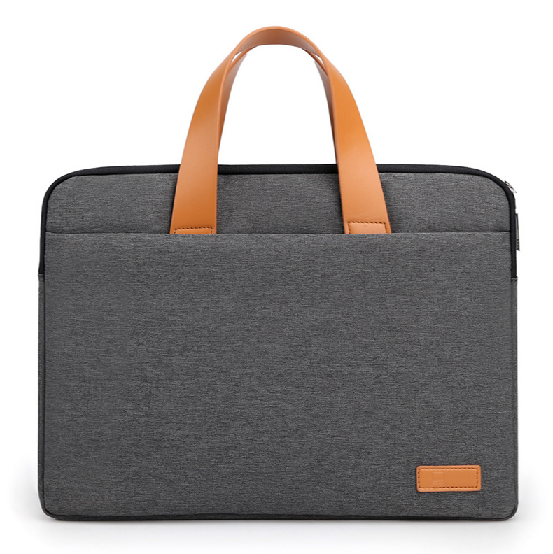 Сумка для ноутбука сіра 15,6" комп'ютерна тонка сумка 15 дюймів темно-сіра з кишенею для аксесуарів, фото 1
