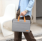 Сумка для ноутбука сіра 15,6" комп'ютерна тонка сумка 15 дюймів темно-сіра з кишенею для аксесуарів, фото 2