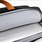 Сумка для ноутбука сіра 15,6" комп'ютерна тонка сумка 15 дюймів темно-сіра з кишенею для аксесуарів, фото 5