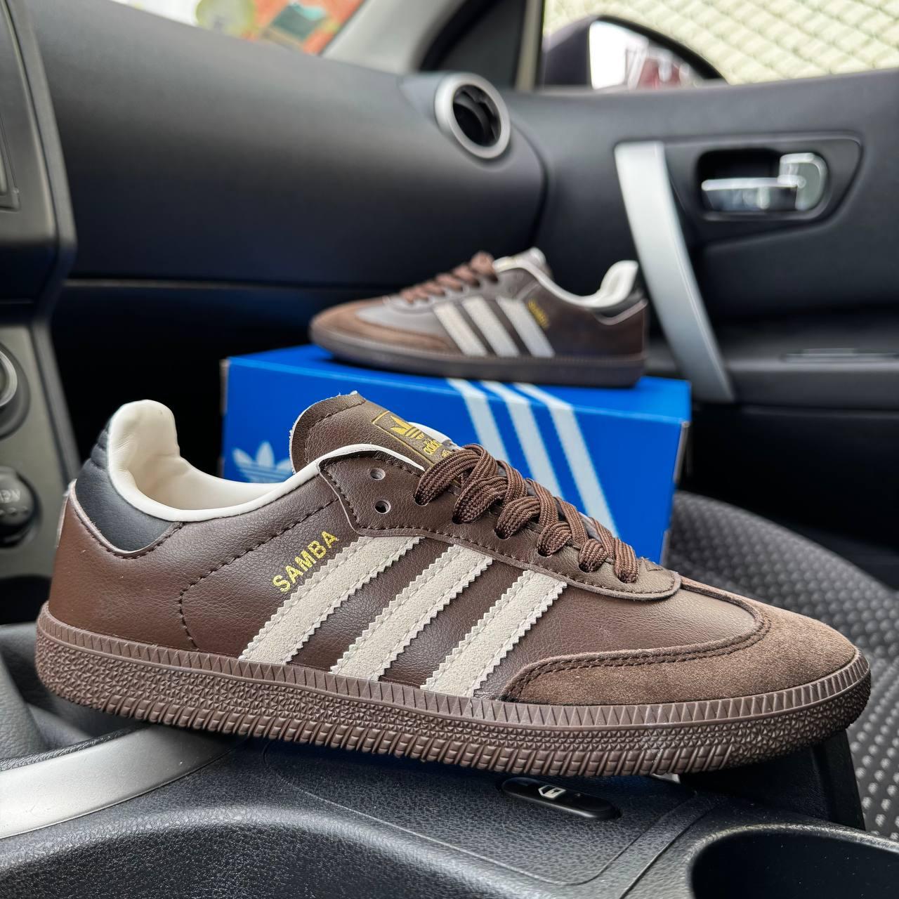 Жіночі кросівки Adidas Samba Brown Gum Адідас Самба коричневі для дівчат шкіра замша весна літо