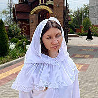 Палантин "Діва Марія" для дорослих Білий Шифон арт.27081806  80*120 см(р)