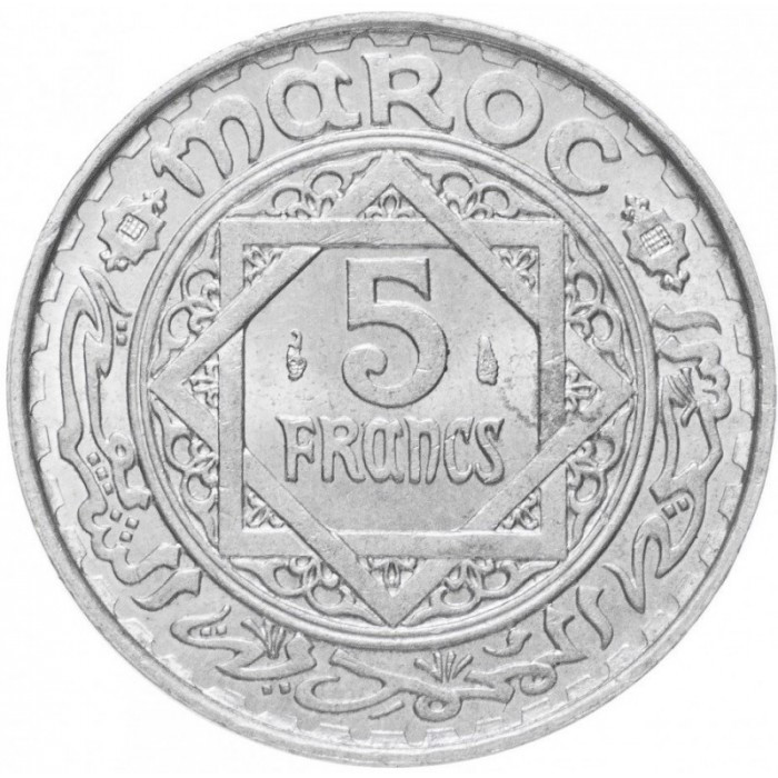 Марокко Французький протекторат 5 франків, 1951 Алюміній, 1.9g, ø 25mm №2155, фото 1