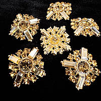 Ґудзик золотий  зі стразами, колір Gold Quartz  20мм*1шт