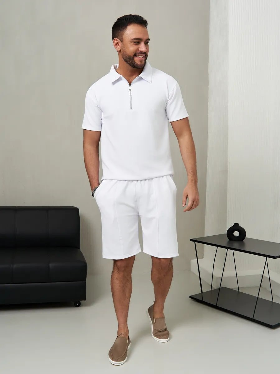 Комплект футболка та шорти з вафельного полотна білий, фото 1
