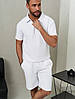 Комплект футболка та шорти з вафельного полотна білий, фото 2