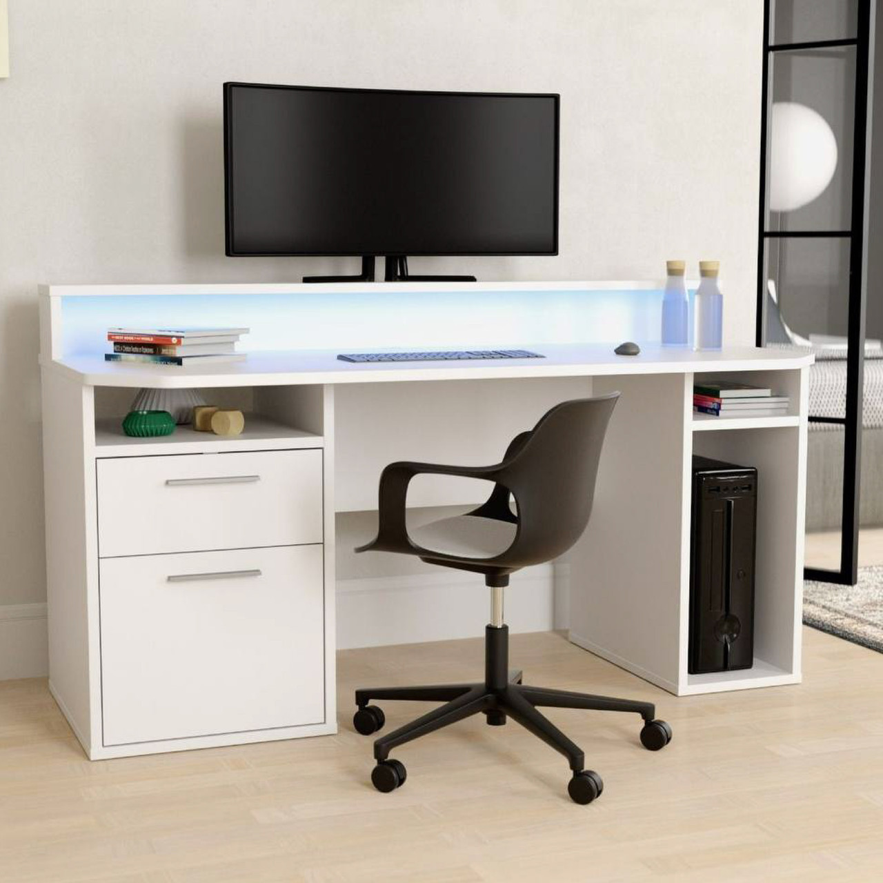 Стіл комп'ютерний ігровий Комбо 2 тумба зліва Білий, фото 1