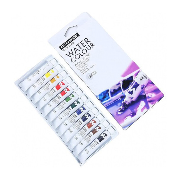 Акварельні фарби для малювання Art Rangers набір 12 кольорів у тубах по 12 ml, фото 1