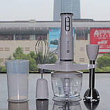 Занурювальний блендер 1000W кухонний HM-8029 Hoffmans Electronics Ручний подрібнювач з насадками 5в1 Білий, фото 4