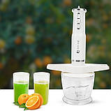 Занурювальний блендер 1000W кухонний HM-8029 Hoffmans Electronics Ручний подрібнювач з насадками 5в1 Білий, фото 6