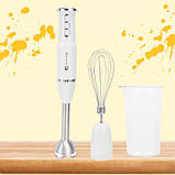 Занурювальний блендер 1000W кухонний HM-8029 Hoffmans Electronics Ручний подрібнювач з насадками 5в1 Білий, фото 10