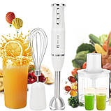 Занурювальний блендер 1000W кухонний HM-8029 Hoffmans Electronics Ручний подрібнювач з насадками 5в1 Білий, фото 8