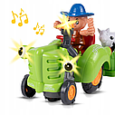 Дитячий музичний зелений трактор HD 963 з знімним причепом, музичними та світловими ефектами, фото 2