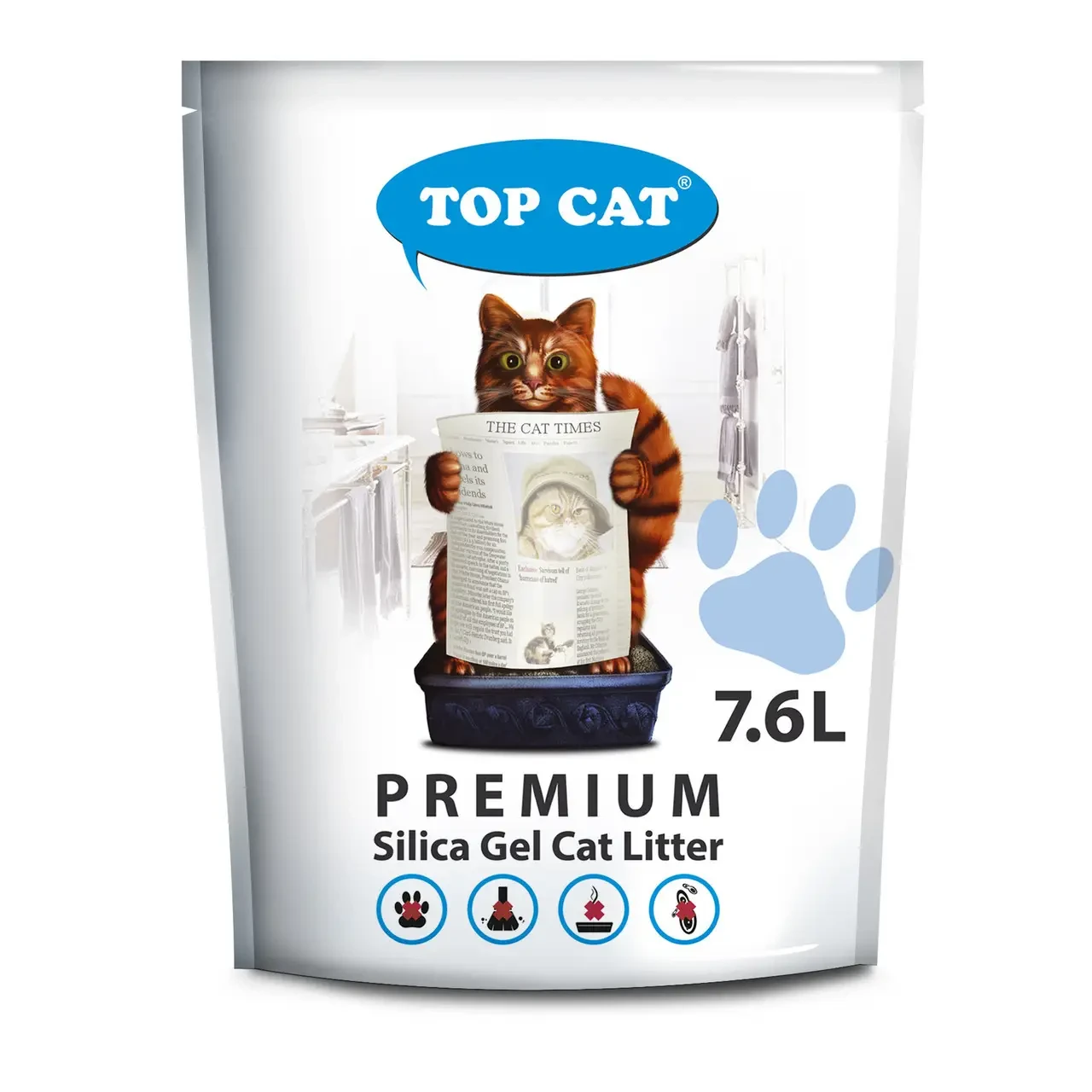 Силікагелєвий наповнювач TOP CAT Premium 7.6 л для котячого туалету