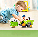 Дитячий музичний зелений трактор HD 963 з знімним причепом, музичними та світловими ефектами, фото 8
