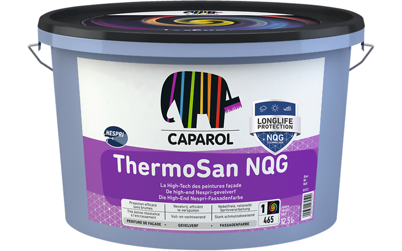 Фарба фасадна силіконова Caparol ThermoSan NQG 12.5 л, матова, база 1, біла, фото 1