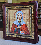 Ікона іменна Свята Єва в темному дерев'яному фігурному кіоті під склом, розмір кіота 26×23, сюжет 15 × 18, фото 2