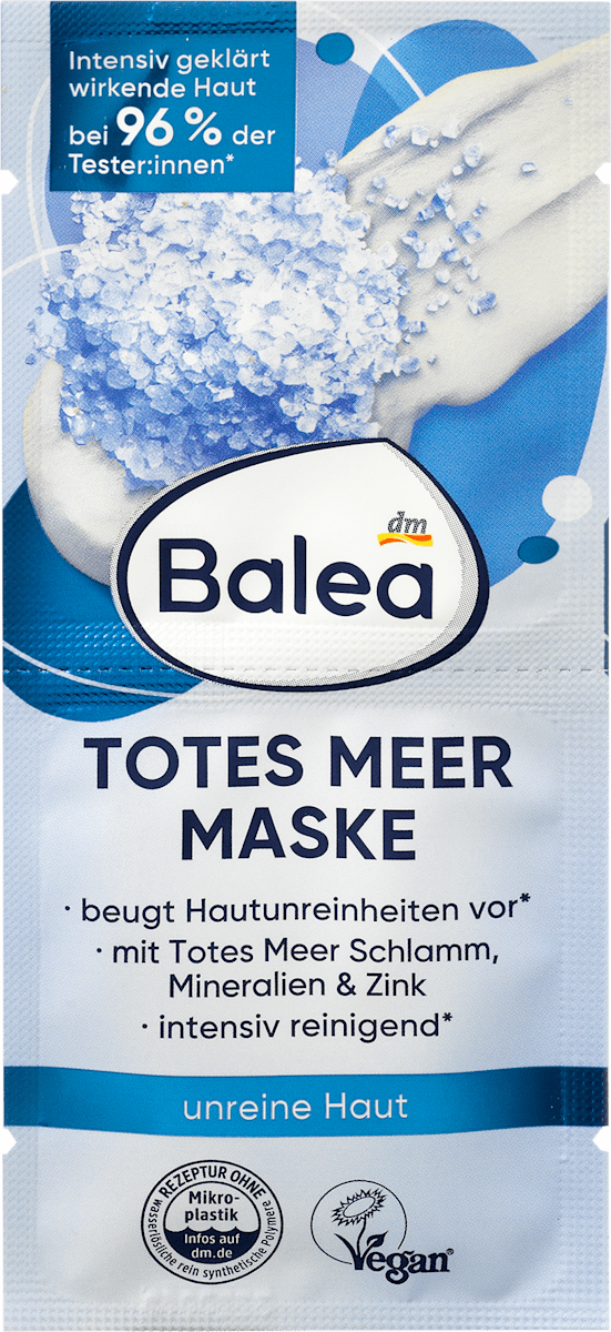 Очищувальна маска для обличчя з мінералами мертвого моря Balea Totes Meer (2 шт по 8 мл), фото 1