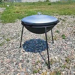 Казан чавунний азіатський 12 л з алюмінієвою кришкою та триногою Сітон, Syton