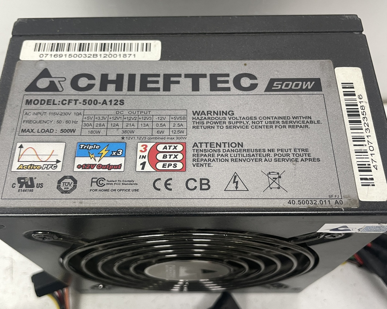 Блок живлення 500Вт CHIEFTEC CFT-500-A12S на запчастини