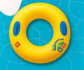 Надувний круг для дорослих 90 см із ручками, круг для пляжу для дорослих 90 см із ручками Жовтий, фото 2