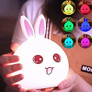 Нічник дитячий силіконовий Зайченя (заряд. від USB) змінює кольори №164/419510, фото 5