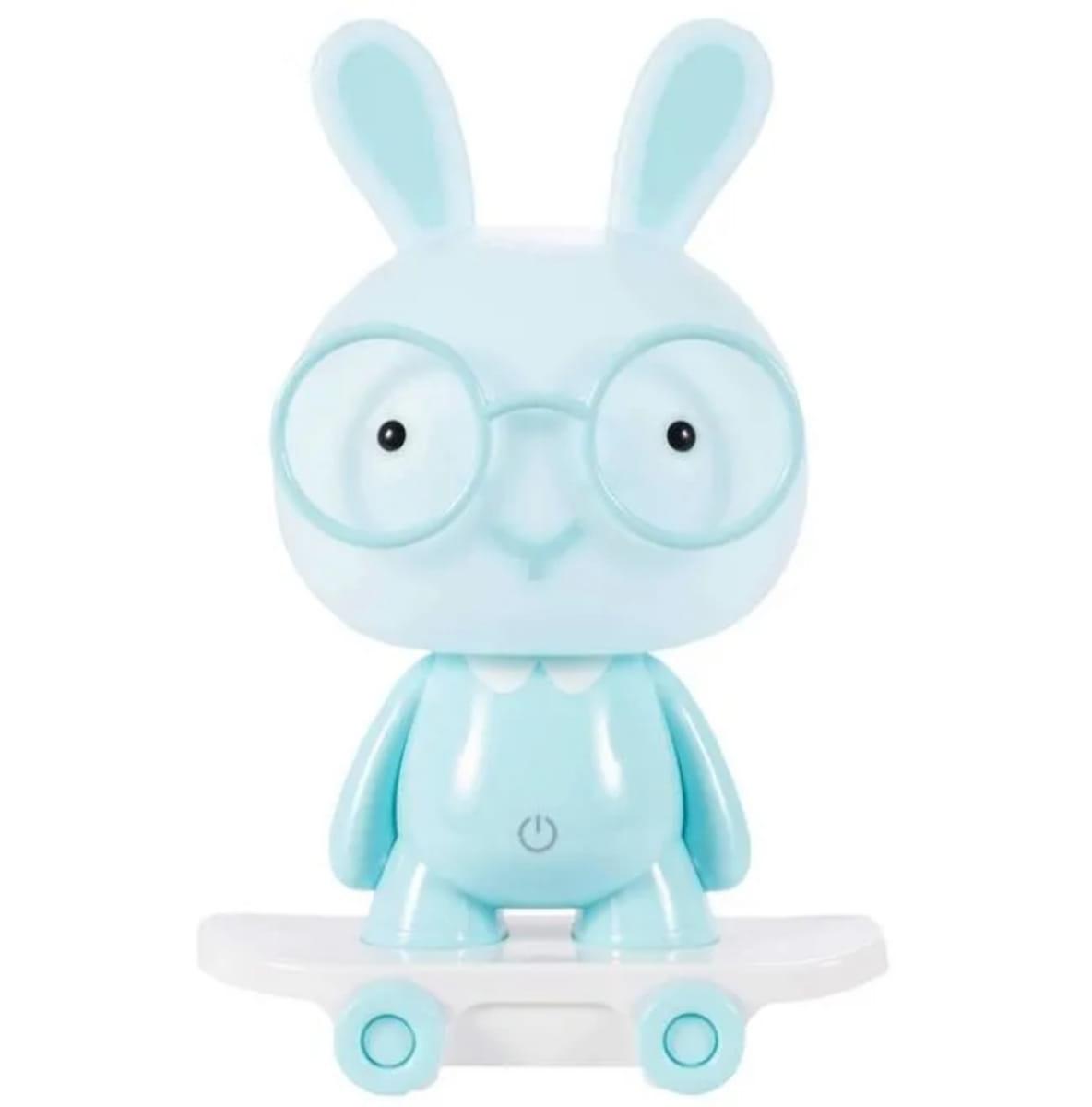 Нічник дитячий Зайченя в окулярах на скейті 66003 h — 28 см (від гумки, лампа економ), фото 1