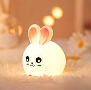 Нічник дитячий Зайчик h-10 см AT-018D/0337 (на батарейках), фото 5