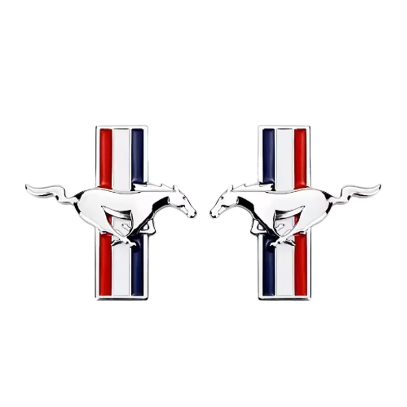 Емблема крила Ford Mustang хром 79х75мм метал 2шт (на скотчі), фото 1