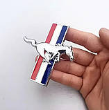 Емблема крила Ford Mustang хром 79х75мм метал 2шт (на скотчі), фото 3