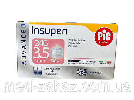 Голки для інсулінових ручок Insupen Advanced, 34G (0,18 х 3,5 мм)