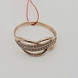 Каблучка з червоного золота з фіанітами, фото 2