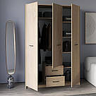 Традиційна тридверна шафа для одягу з 2 шухлядами з ламінованого ДСП 1500 мм Шафи розпашні готові, фото 6