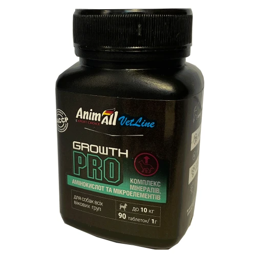 Вітаміни AnimAll VetLine Growth PRO для малих порід собак  1 г × 90 табл