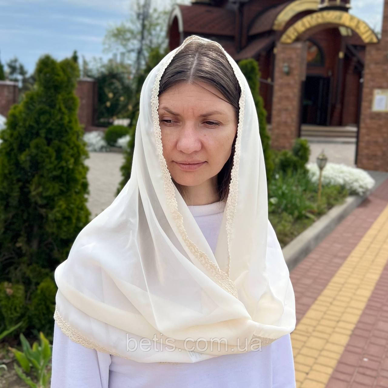 Хомут Снуд "Сяйво Зірок" для дорослих Єкрю Шифон арт.91449883 50*110 см(р)