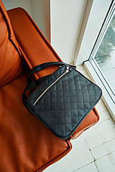 Барсетка стьобана чоловіча чорна екошкіра