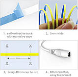 COB LED стрічка 24V Холодний білий 6000K 2m, Arote LED стрічка 3 мм шириною димоване світло високої щільності DIY 384LEDs/м, фото 3